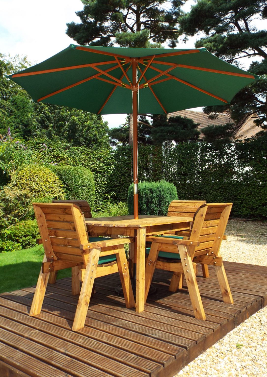 Four Seater Hardwood Rectangular Outdoor Table and Chair Set - Timber