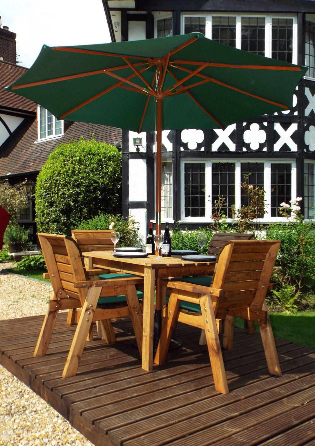 Four Seater Hardwood Rectangular Outdoor Table and Chair Set - Timber