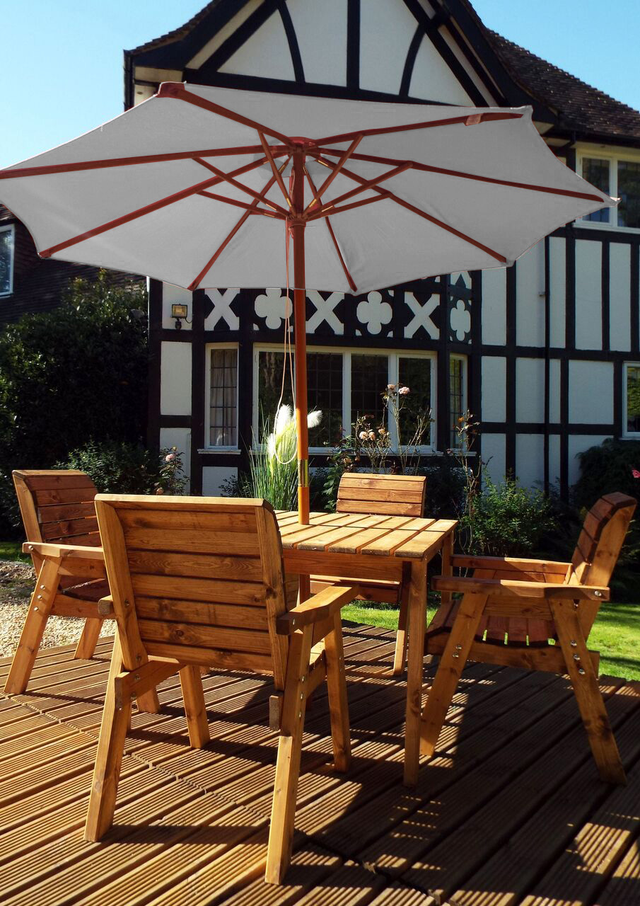 Four Seater Hardwood Rectangular Outdoor Table and Chair Set - Timber