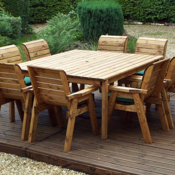 8 Seater Deluxe Square Table Set All Chairs (Charles Taylor) - Timber ...