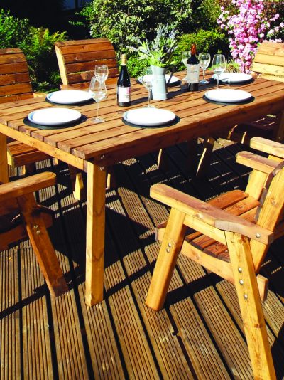 Six Seater Solid Wood Rectangular Lg Garden / Patio Table and Chair Set-0