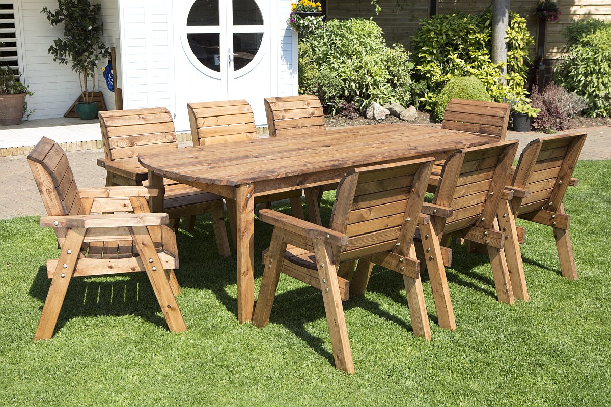 Eight Seater Solid Wood Rectangular Garden / Patio Table ...