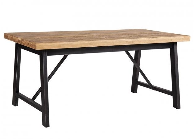 Industrial Iron and Oak Dining Table - Timber Furniture