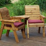 Solid Wood Garden / Patio 2 Seater Set With Removable Angled Drinks Tray
