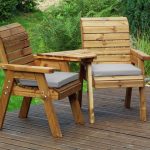 Solid Wood Garden / Patio 2 Seater Set With Removable Straight Drinks Tray