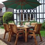Six Seater Solid Wood Rectangular Lg Garden / Patio Table and Chair Set