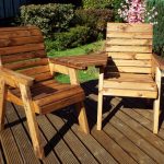 Solid Wood Garden / Patio 2 Seater Set With Removable Angled Drinks Tray No Cushions