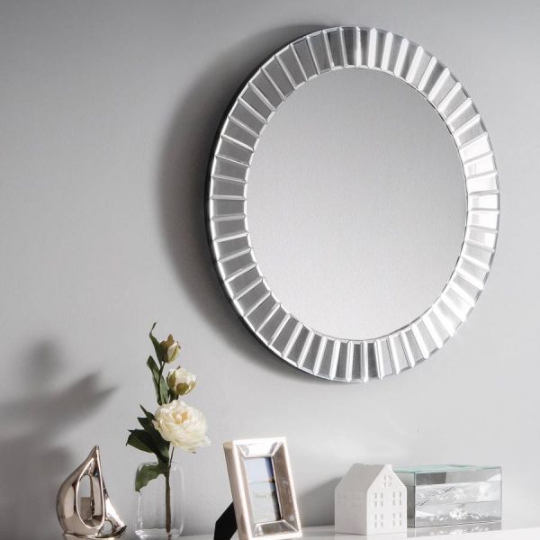 Sonata round wall mirror, Constructed from a hardwood base with a stunning bevelled glass front placed on a wall