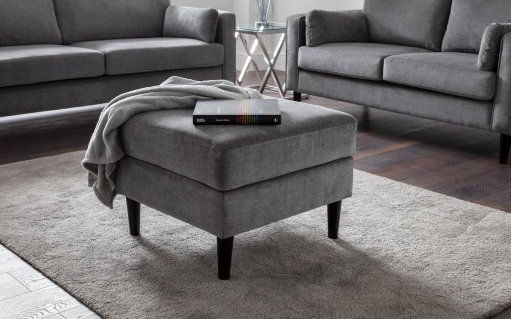 HAYWARD OTTOMAN GREY CHENILLE FABRIC Timber Furniture