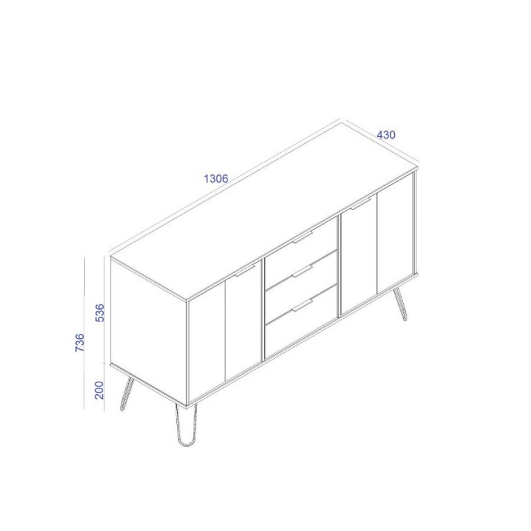 Kansas medium sideboard with 3 doors Timber Furniture